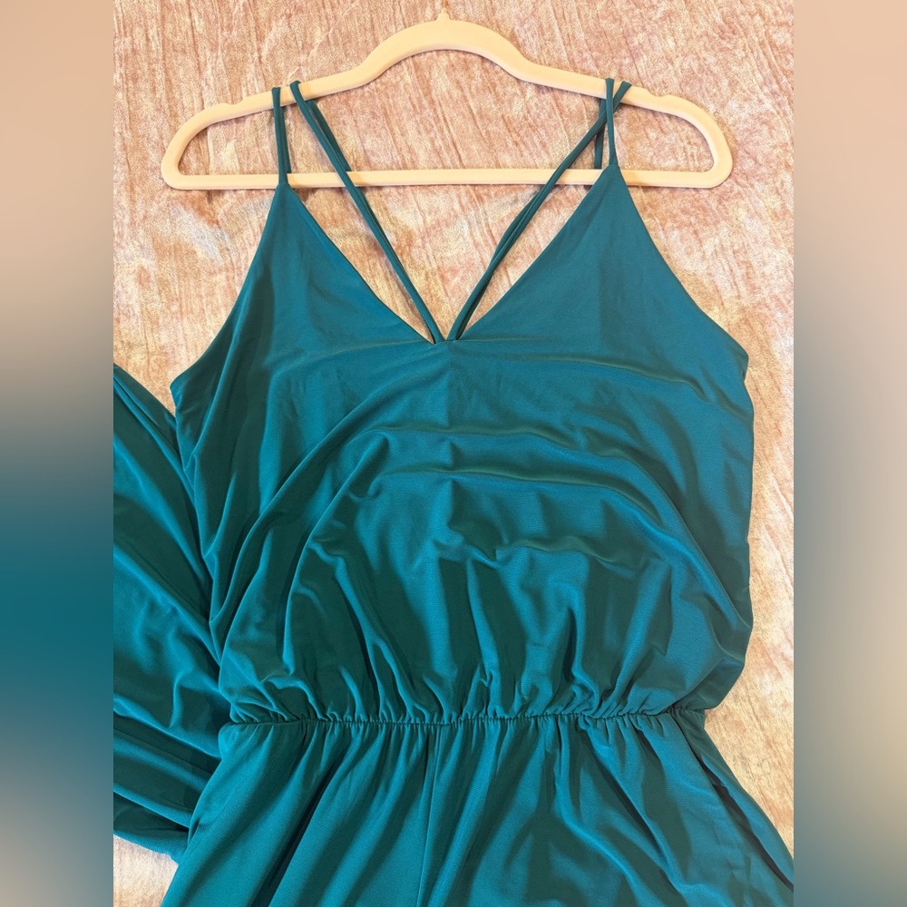 Gilli Teal Strappy V-Neck Jumpsuit
